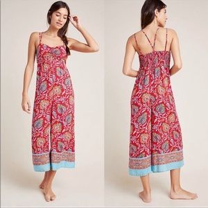 Anthropologie Red Paisley Marina Sleep Jumpsuit Size Medium